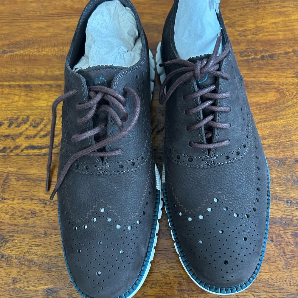 Zero grand COLE HAAN mens leather wing Oxford, dark roast brown color shoes